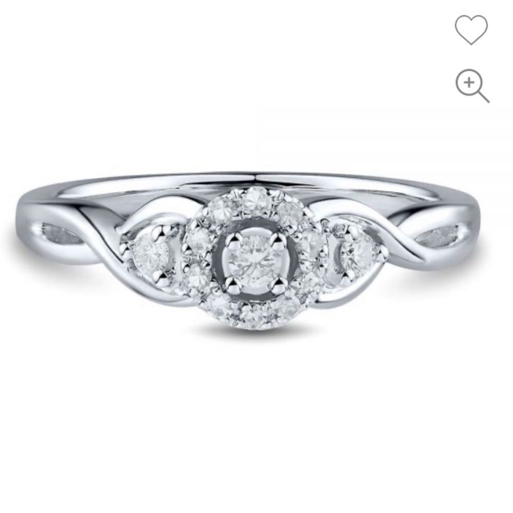 10k White Gold Halo Promise/Engagement Ring